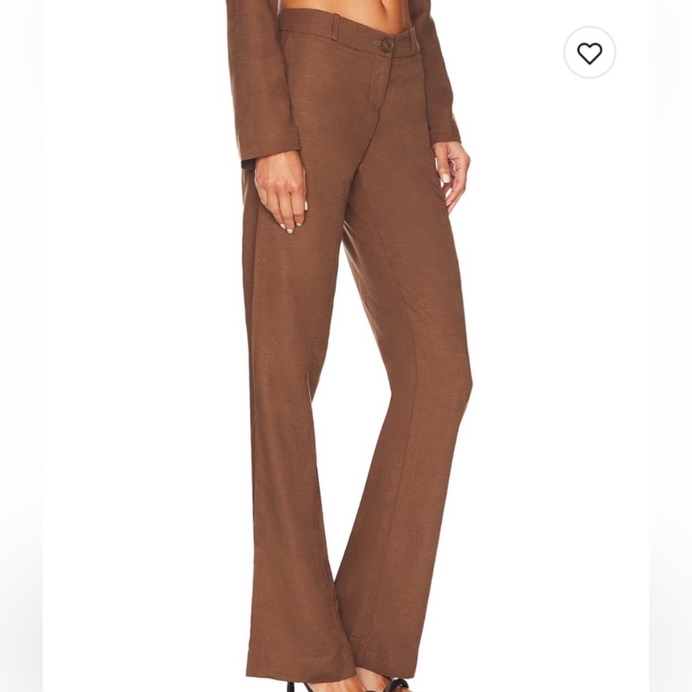 Rumer Pants Brown Linen Trousers Low Slung Mecca Dark Chocolate Medium Revolve